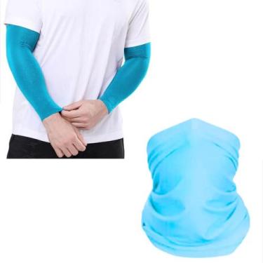 Imagem de Kit Manguito Compressão Proteção Solar Cobre Braço Bandana Tubular Cob
