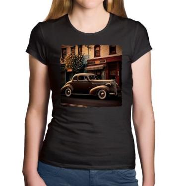 Imagem de Baby Look Algodão Carro antigo na cidade - Foca na Moda, Preto, M