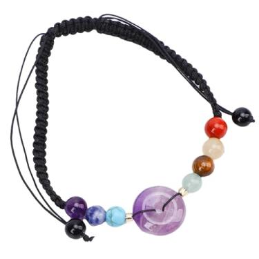 Imagem de TOPINCN Cristal Pedra Pulseira, Handmade Cristal Frisado Pulseira Corda Trançada Jóias Corda Ajustável Pulseiras para Daily Wear Holiday Gifts (roxo)