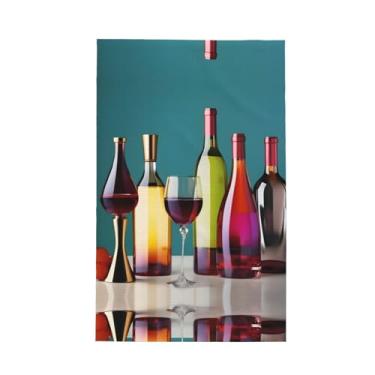 Imagem de XLLingL Copos de coquetel e vinho impressão sem fundo de vinho toalhas de cozinha waffle, panos de prato de microfibra, para decoração e limpeza de cozinha - 1 peça
