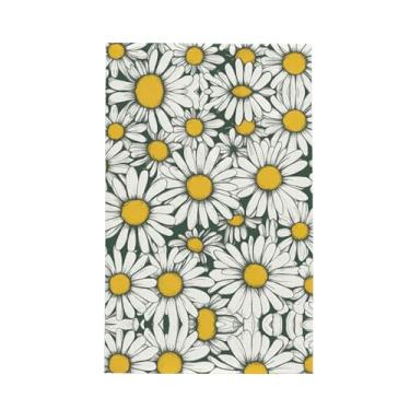 Imagem de XLLingL Toalhas de cozinha de waffle com estampa de margarida branca, panos de prato de microfibra, perfeitos para decoração e limpeza de cozinha - 1 peça