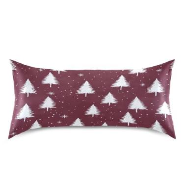 Imagem de Blueangle Fronha de cetim de árvore de Natal para cabelo e pele, fronha de seda, tamanho king (50,8 x 101,6 cm) - Capas de almofada de cetim refrescantes com fecho de envelope (176)