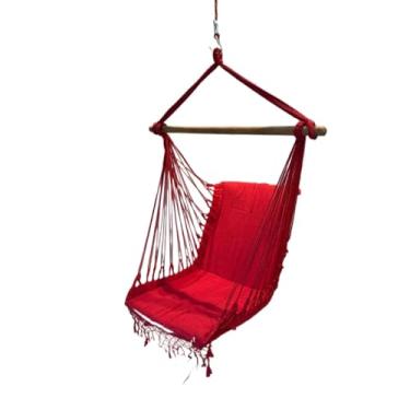 Imagem de Rede Cadeira de teto suspensa Descanso e Balanço cadeira de balanço adulto balanço(VERMELHO)