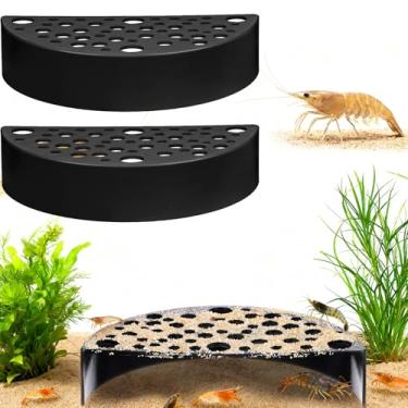 Imagem de DOPENSPI 2 peças de camarão esconde cavernas para aquário, plástico ABS preto, abrigos, cavernas, camarões, pequenos peixes, camarões, casa de túnel com vários furos para acessórios de decoração de