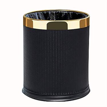 Imagem de pcagfaajmh Caixote do lixo caixote do lixo redondo metal lixeira recipiente de lixo banheiro cozinha escritório casa dormitório 10L/2,6 galões caixote do lixo (cor: branco) (preto)