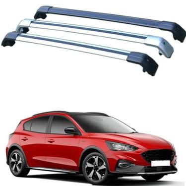 Imagem de Tsinesla Barras de tejadilho de carro, barras transversais para Ford Focus Active, 5dr Hatch May 2019+ Trilhos de teto superiores de liga de alumínio com lacuna para o teto do carro, 2 peças