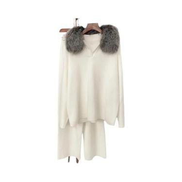 Imagem de Conjunto De Suéter De Tricô Feminino De Primavera E Outono Com Gola De