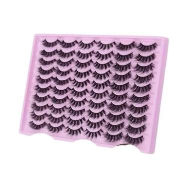 Imagem de Cílios Postiços 5D Cat Eye 30 Pares Grossos Naturais Reutilizáveis De 