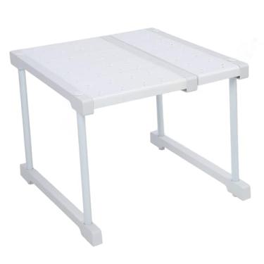 Imagem de Prateleira de Armário Expandível Aço Carbono ABS PP Organizador Armazenamento Riser Rack Suporte Carga Comprimento Ajust