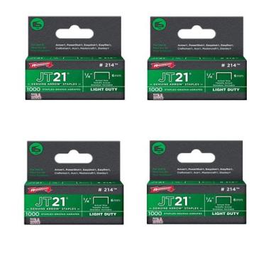 Imagem de Grapas Arrow Fastener JT21 214 de 1/4 pulg. Paquete de 4 con 1,000 gra