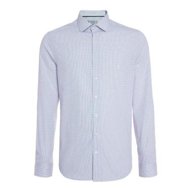 Imagem de Camisa Dudalina Masculina Slim Superfine Cotton Mini Xadrez Azul/Branca-Masculino