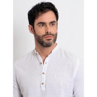 Imagem de Camisa Linho Aleatory Manga Longa Excuse Branca-Masculino
