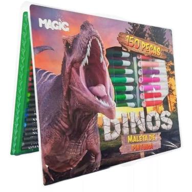 Imagem de Maleta Estojo Dinossauro Completo 150 Pçs Escolar Infantil