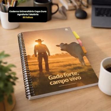 Imagem de Caderno Universitário Agroforte 1 Matéria, Capa Dura, 80 Folhas Pautadas, Espiral, Laranja, 20x27,5cm, com Adesivos