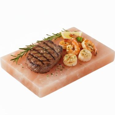 Imagem de Onlyfire Bloco de sal do Himalaia para grelhar, cozinhar, grelhar, cortar e servir, 30,5 x 20,3 x 3,8 cm de grau alimentício pedra de sal rosa do Himalaia pedra de sal natural, presentes de churrasco