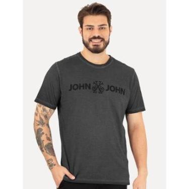 Imagem de Camiseta John John Masculina JJ Basic Logo Stone Cinza Escuro-Masculino