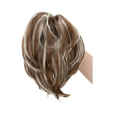 Imagem de Aplique De Cabelo Sintético Cacheado Em Coque Desgrenhado Com Presilha