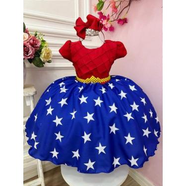 Imagem de Fantasia Infantil Mulher Maravilha Vestido Festa 4 a 12 Anos - Baila N