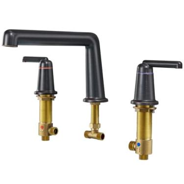 Imagem de Qinkell Torneira de banheira de montagem em convés, enchimento de banheira romana com válvula generalizada, kit de bico de enchimento de banheira de imersão de alto fluxo de 3 furos com 2 alças