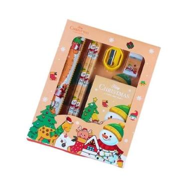 Imagem de Conjunto De Material Escolar De Natal 6 Peças/Conjunto: 2 Lápis, 1 Bor