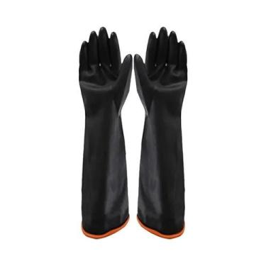Imagem de Luvas De Proteção Química Industrial Em Borracha Preta De Dupla Camada
