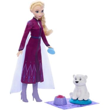 Imagem de Boneca Elsa Frozen Com Bebe Urso Mattel - JFG16