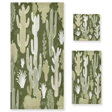 Imagem de xigua Conjunto de toalhas de banheiro de cacto fofo absorvente macio 3 peças toalha de banho toalha de mão toalhas decorativas para banheiro, academia, hotel, praia, piscina