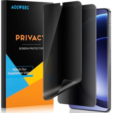 Imagem de AOLWEEC [Pacote com 2] Protetor de tela de privacidade OnePlus 15, compatível com capas, anti-espião, suporte ultrassônico de impressão digital, filme flexível totalmente adesivo para OnePlus 15 5G