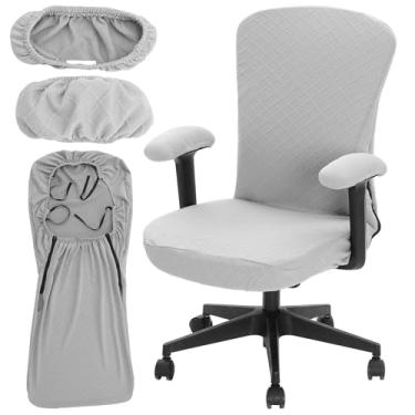 Imagem de Tatuo 3 capas para cadeira de escritório para computador universal, giratória, protetora, removível, lavável, para apoio de braço de escritório com zíper para encosto alto do banco traseiro (M, Argyle