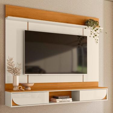 Imagem de Painel Home Suspenso Aura Cinamomo/off White Para Tv Até 65” - Madetec Cinamomo/off White