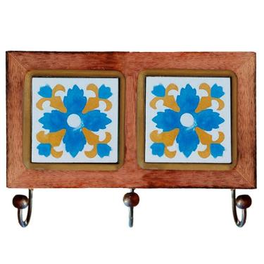 Imagem de Cabideiro De Parede Rustico Ladrilho Hidraulico Para Roupas Bolsas Chaves I1