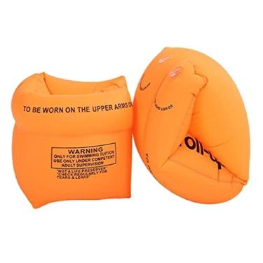 Imagem de Pacote com 2-4 anéis de natação para crianças, adultos, boias de piscina, anéis de natação infláveis, faixas de braço de PVC, mangas flutuantes para crianças de 3 a 5 a 6 a 12 anos (laranja x 2)