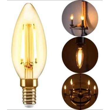 Imagem de Lâmpada LED Filamento Vela E14 4W Âmbar 2200K Decorativa Retrô - Decor