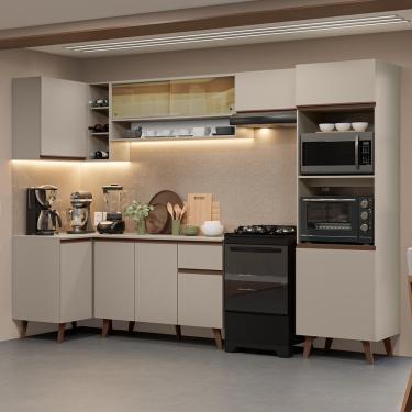 Imagem de Armário de Cozinha Completa de Canto 385cm Crema Nice Madesa 04