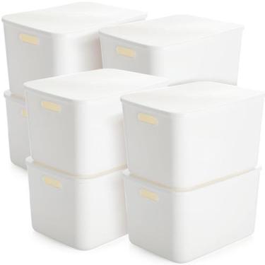 Imagem de Caixa de armazenamento Tuanse, pacote com 8 unidades, plástico branco,
