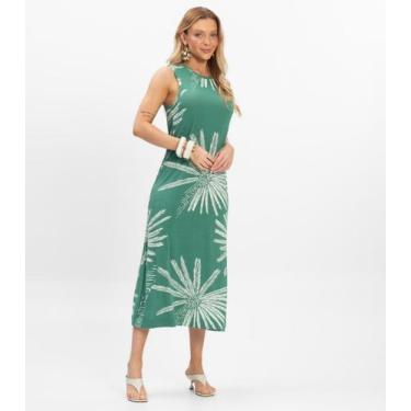 Imagem de Vestido Midi Feminino Viscotorcion Rovitex Verde, P, Verde