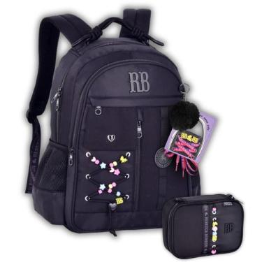 Imagem de Kit Mochila e Estojo Rebecca Bonbon Organizador Girls Teen Cor:Preto, 