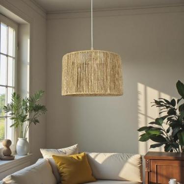 Imagem de Lustre Pendente de Teto Sisal Natural 30cm Iluminação Decorativa Premi