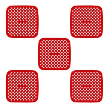 Imagem de Kit 5 Tapete de Silicone para Air Fryer Protetor Quadrado 21cm - Wari