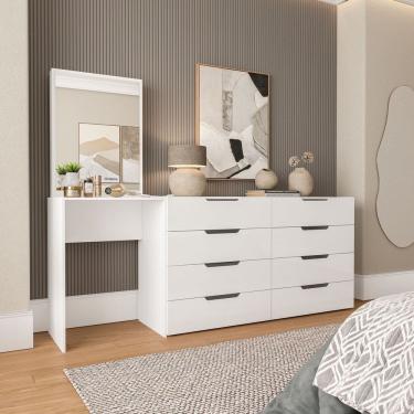 Imagem de Cômoda Penteadeira 8 Gavetas Madrid Branco