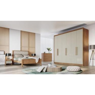 Imagem de Guarda Roupa Casal 6 Portas 8 Gavetas - Messina-Cumaru/Fendi - Móveis 