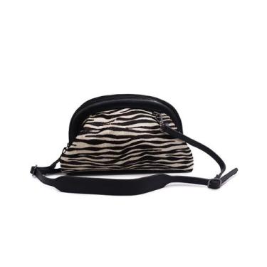 Imagem de Bolsa feminina tiracolo couro pelo zebra Isis