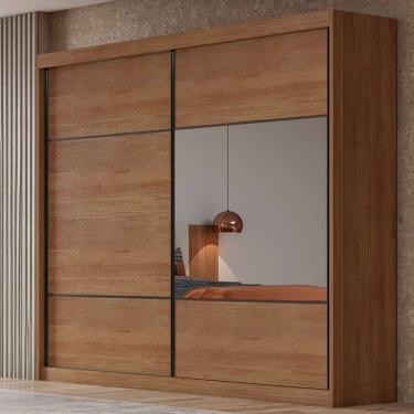 Imagem de Guarda-Roupa Casal Atlântica 2 Portas 8 Gavetas 100% Mdf com Espelho Cumaru - Pnr Móveis