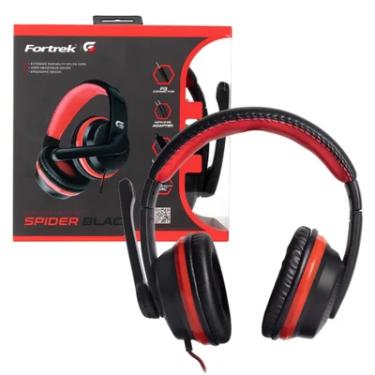 Imagem de Headset Gamer Fortrek Spider Black, Driver 40mm, P3, Preto/Vermelho - 75252