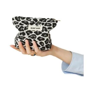 Imagem de Bolsa De Moedas Pequena Com Estampa De Leopardo, Necessaire Feminina, 