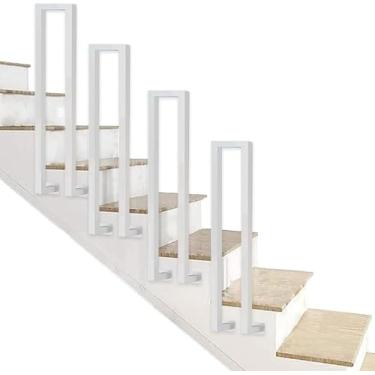 Imagem de Corrimão de escada moderno branco, corrimão de ferro forjado para trilhos de mão de montagem lateral interna e externa, corrimão de balaustrada para corredor de villa loft, 35 cm (1,1 pés)
