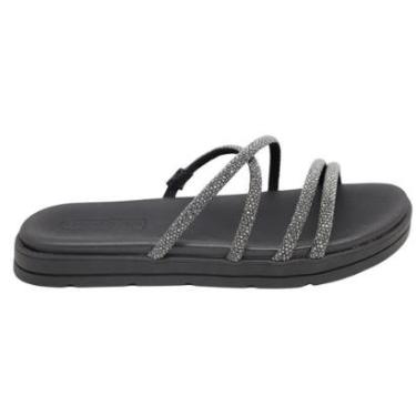 Imagem de Sandalia Papete Feminina Moleca Original Moderna Delicada Leve Macia Confortavel Tiras Strass Brilho-Feminino