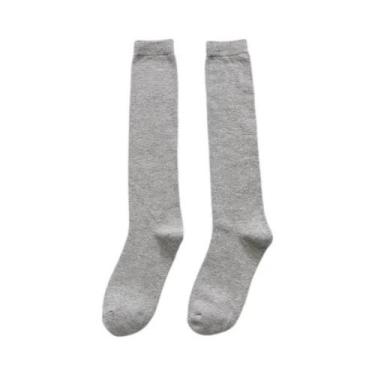 Imagem de Meias Masculinas De Algodão Macio Até O Joelho, Cor Sólida, Elásticas,