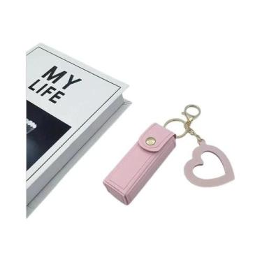 Imagem de Carteira Portátil Feminina Para Batom Com Chaveiro E Espelho De Maquia