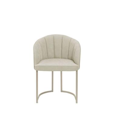 Imagem de Cadeira com Encosto Anatômico e Pés de Aço Beverly Champanhe/Soft Palha